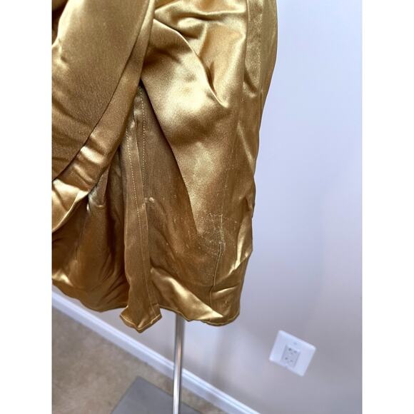 SAU LEE Hester Strapless Ruched Ecru Olive Satin Mini Dress Size 2 - Picture 6 of 11